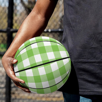 Pear Green And White Gingham Print Basketball