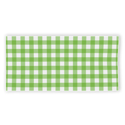 Pear Green And White Gingham Print Beach Towel