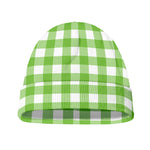 Pear Green And White Gingham Print Beanie