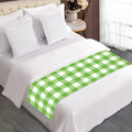 Pear Green And White Gingham Print Bed Runner