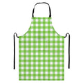 Pear Green And White Gingham Print Bib Apron With Pocket