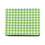 Pear Green And White Gingham Print Bifold Wallet