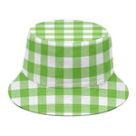 Pear Green And White Gingham Print Bucket Hat