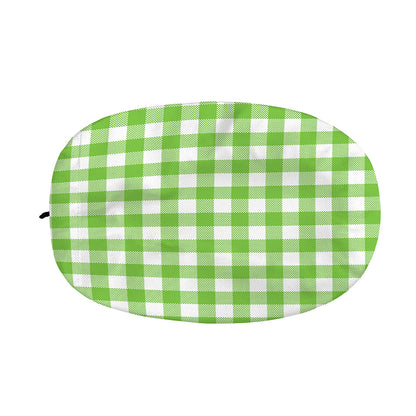 Pear Green And White Gingham Print Car Side Mirror Covers