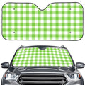 Pear Green And White Gingham Print Car Windshield Sun Shade