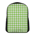 Pear Green And White Gingham Print Casual Backpack