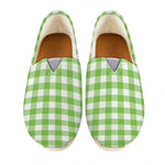 Pear Green And White Gingham Print Casual Shoes