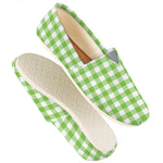 Pear Green And White Gingham Print Casual Shoes