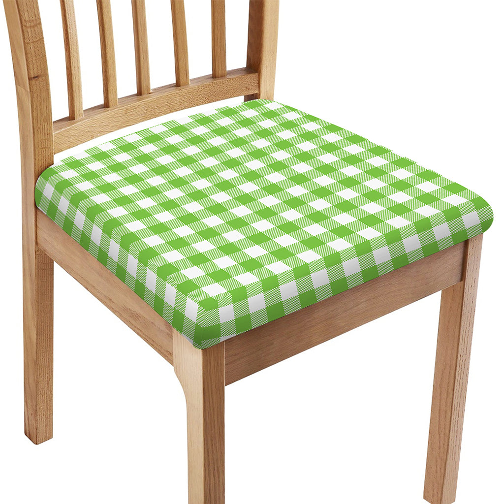 Pear Green And White Gingham Print Chair Cushion Cover