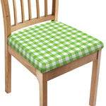 Pear Green And White Gingham Print Chair Cushion Cover