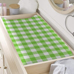 Pear Green And White Gingham Print Changing Pad Cover