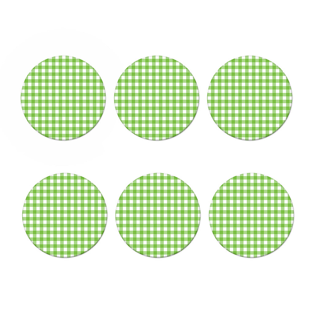 Pear Green And White Gingham Print Coaster Set