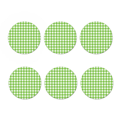 Pear Green And White Gingham Print Coaster Set