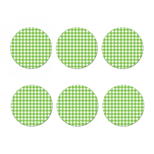 Pear Green And White Gingham Print Coaster Set