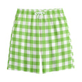 Pear Green And White Gingham Print Cotton Shorts