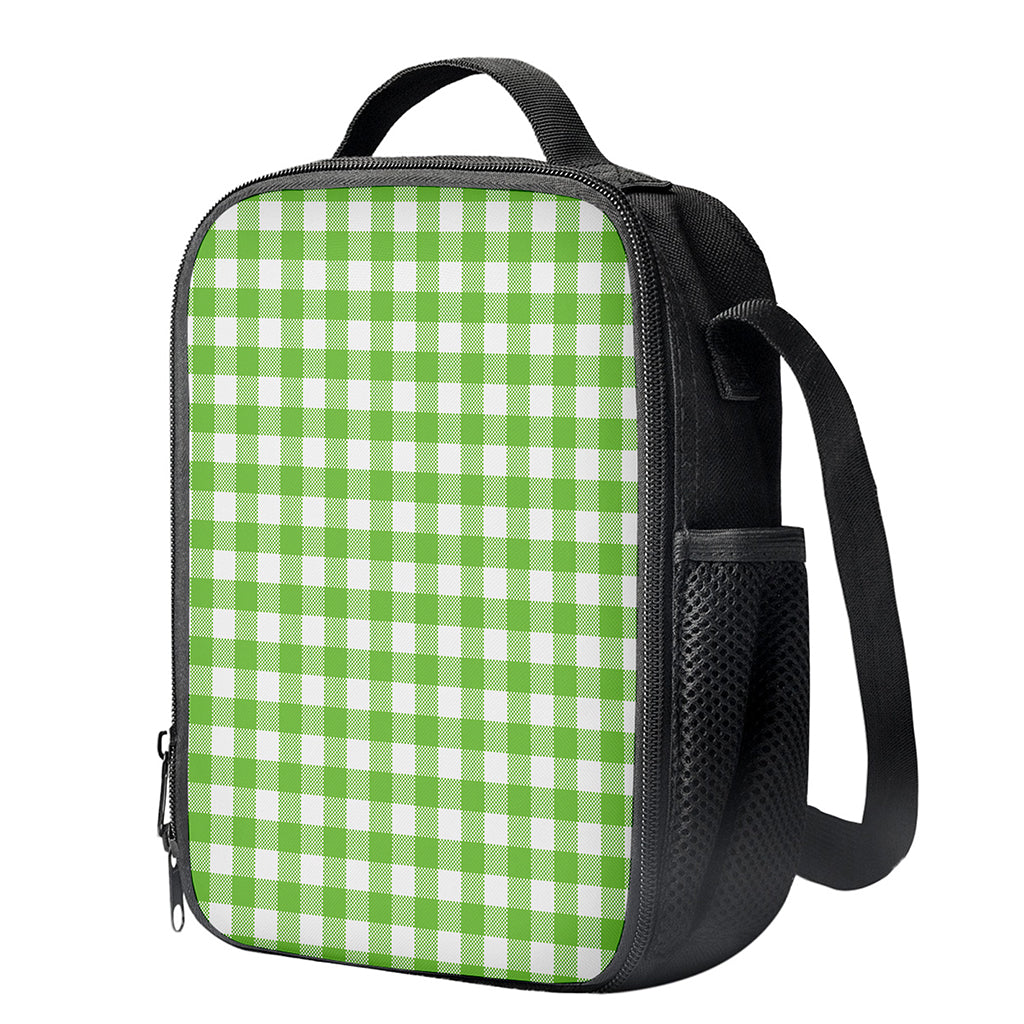 Pear Green And White Gingham Print Crossbody Lunch Bag