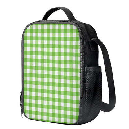 Pear Green And White Gingham Print Crossbody Lunch Bag
