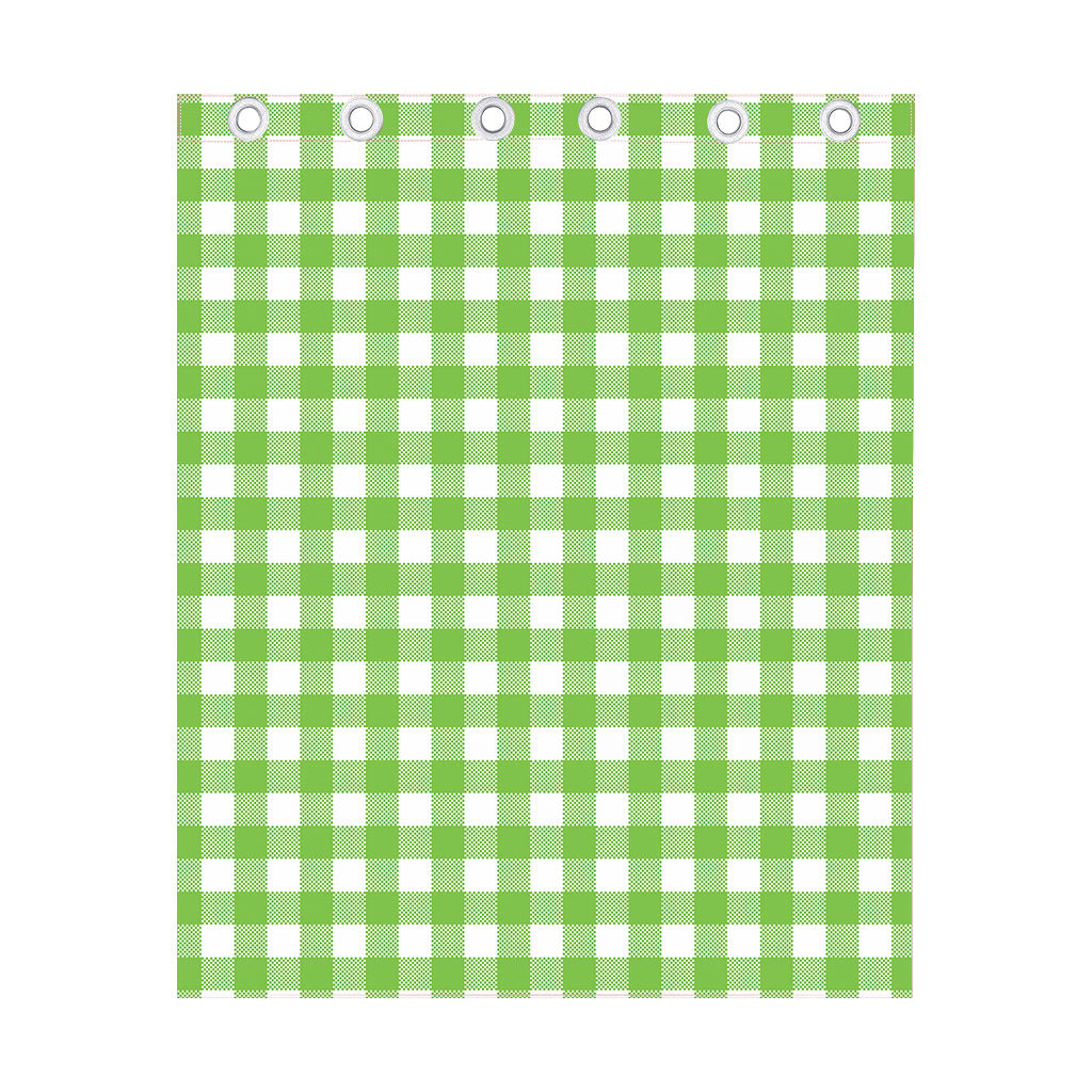 Pear Green And White Gingham Print Curtain