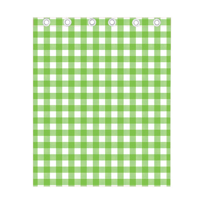Pear Green And White Gingham Print Curtain