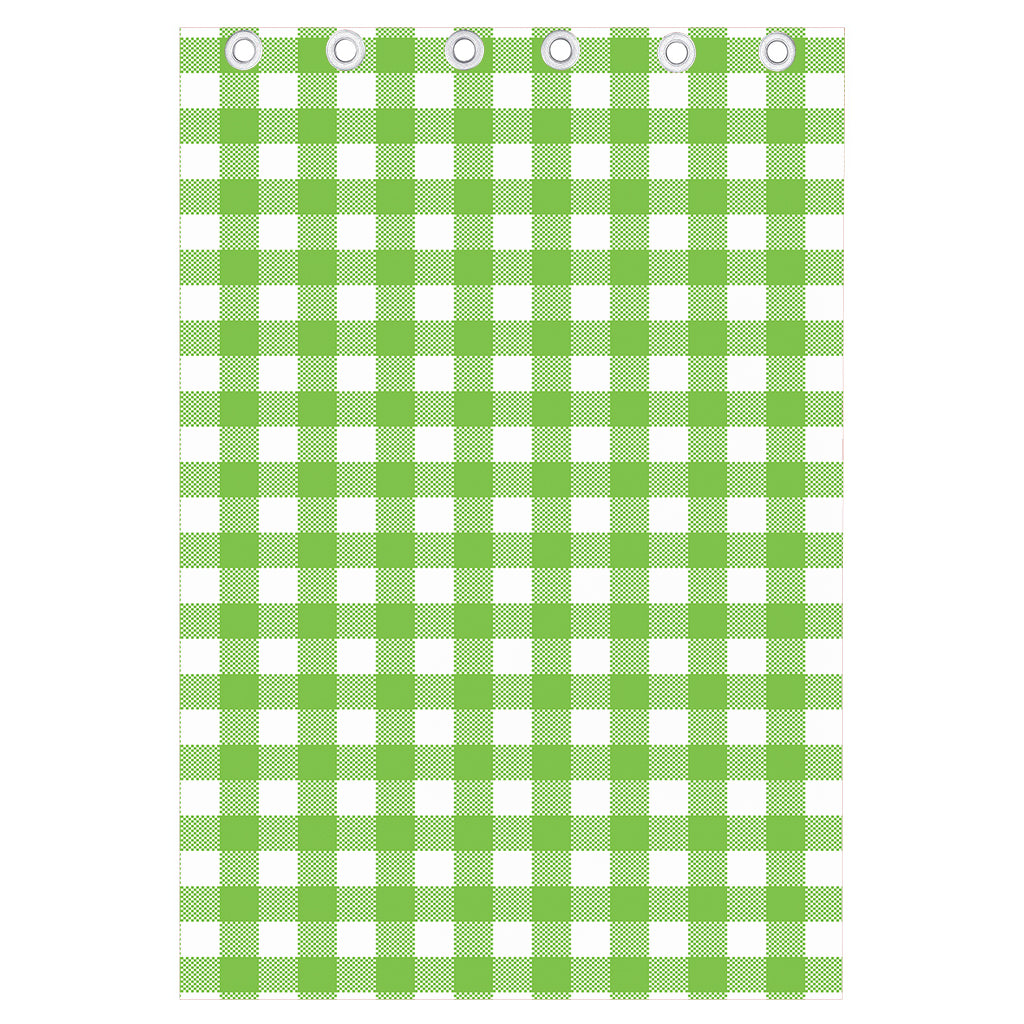 Pear Green And White Gingham Print Curtain