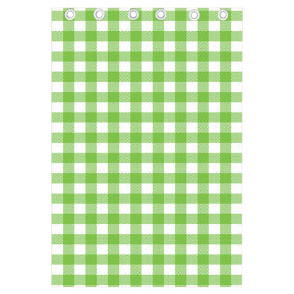 Pear Green And White Gingham Print Curtain