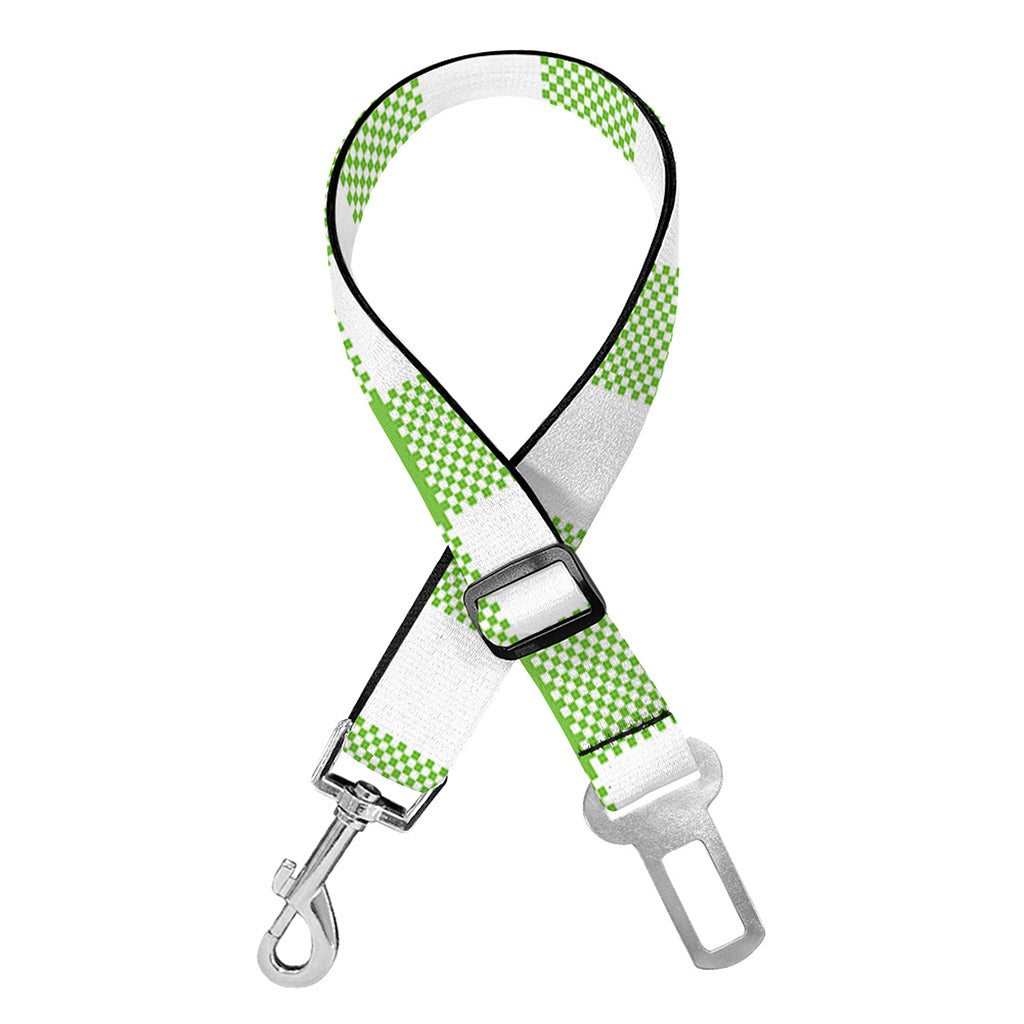 Pear Green And White Gingham Print Dog Seat Belt