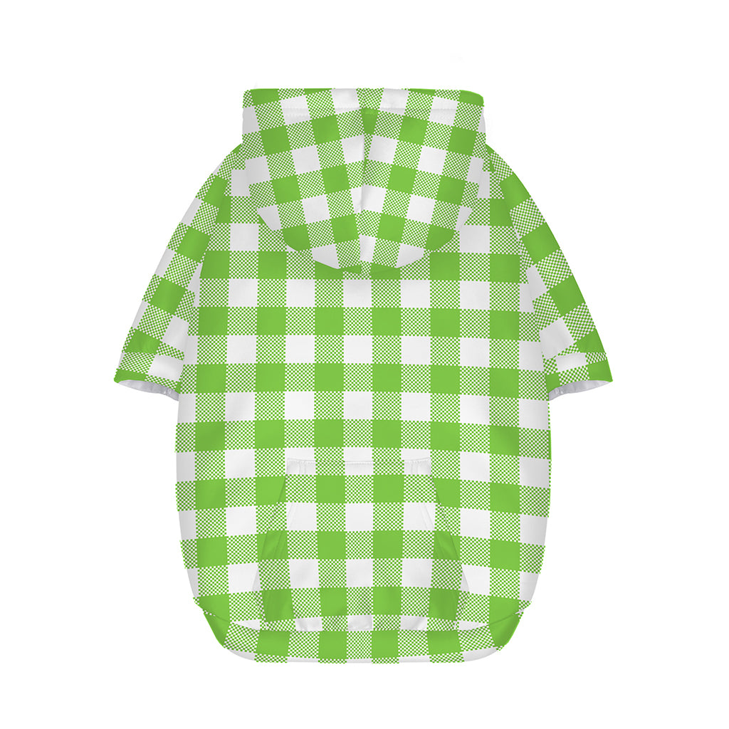 Pear Green And White Gingham Print Dog Zip Up Hoodie