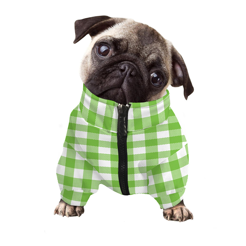 Pear Green And White Gingham Print Dog Zip Up Jacket