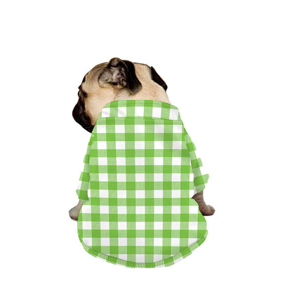 Pear Green And White Gingham Print Dog Zip Up Jacket