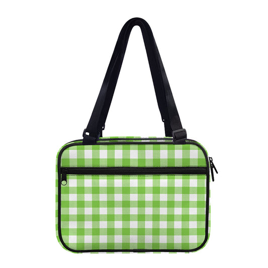 Pear Green And White Gingham Print Double Strap Bible Bag