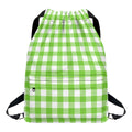 Pear Green And White Gingham Print Drawstring Backpack