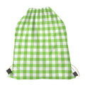 Pear Green And White Gingham Print Drawstring Bag