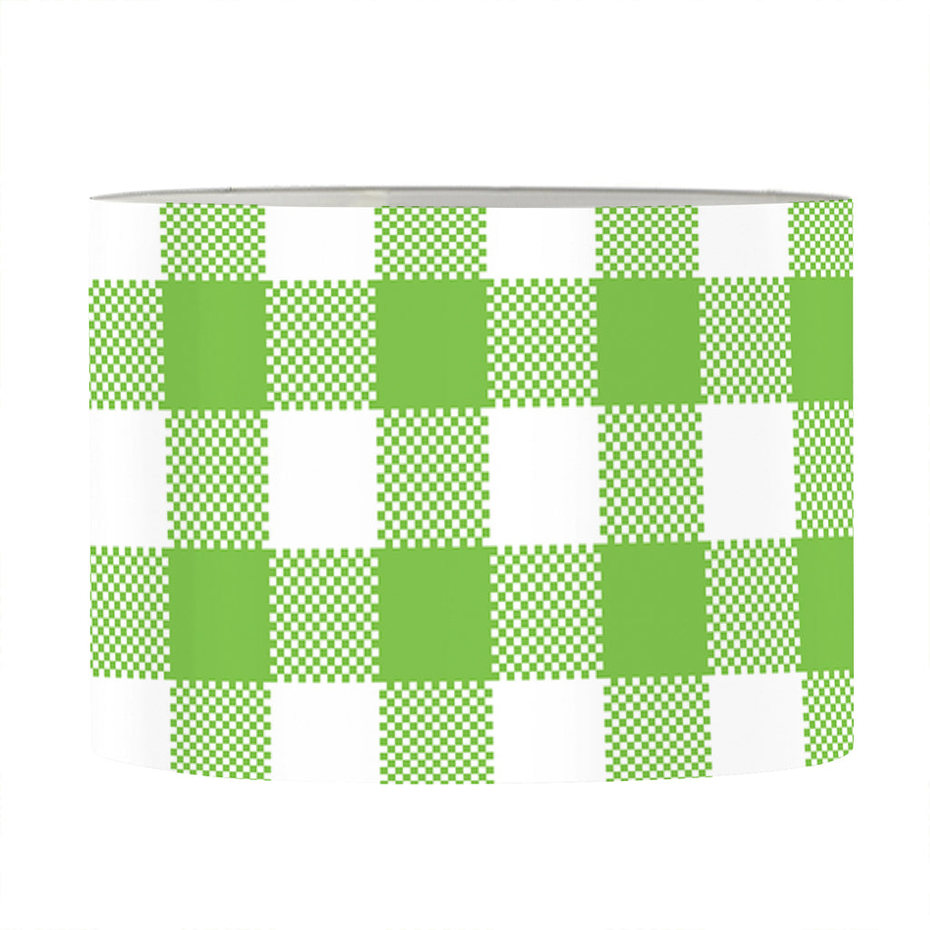 Pear Green And White Gingham Print Drum Lamp Shade