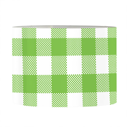 Pear Green And White Gingham Print Drum Lamp Shade