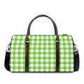 Pear Green And White Gingham Print Duffel Bag