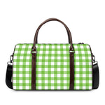 Pear Green And White Gingham Print Duffle Bag