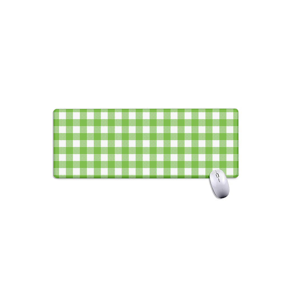 Pear Green And White Gingham Print Extended Mouse Pad