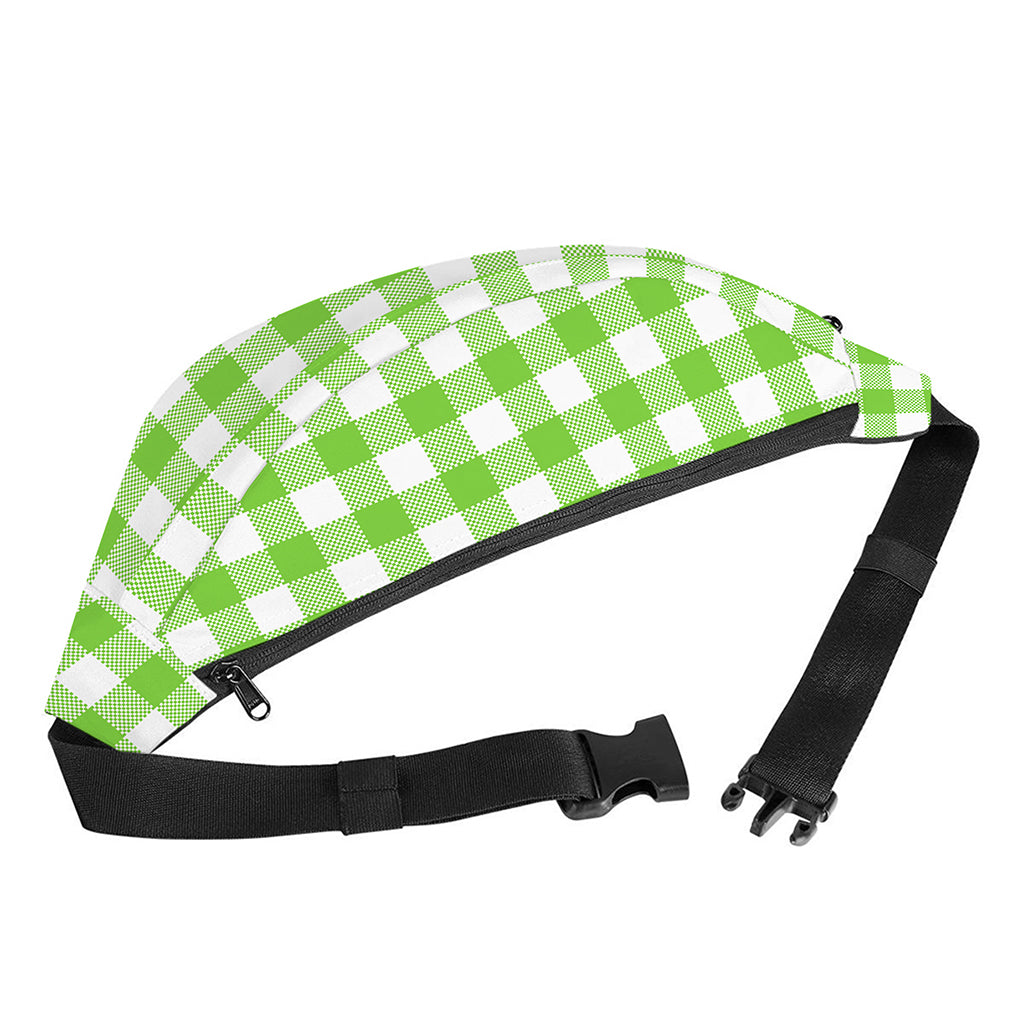 Pear Green And White Gingham Print Fanny Pack