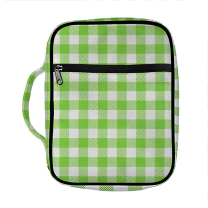 Pear Green And White Gingham Print Front Pocket Bible Bag