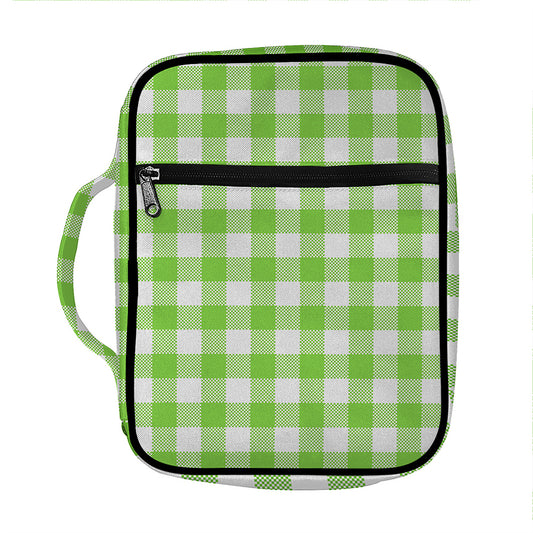Pear Green And White Gingham Print Front Pocket Bible Bag