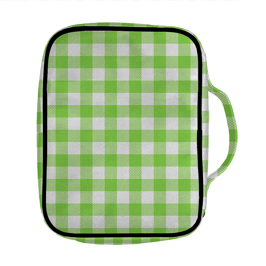 Pear Green And White Gingham Print Front Pocket Bible Bag