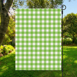Pear Green And White Gingham Print Garden Flag