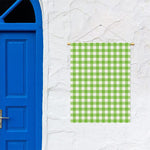 Pear Green And White Gingham Print Garden Flag