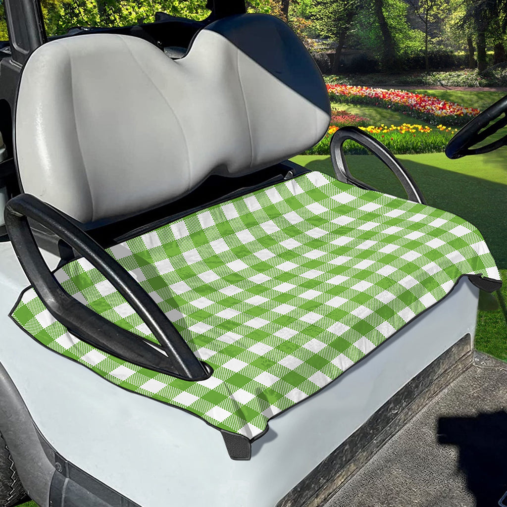 Pear Green And White Gingham Print Golf Cart Seat Cover