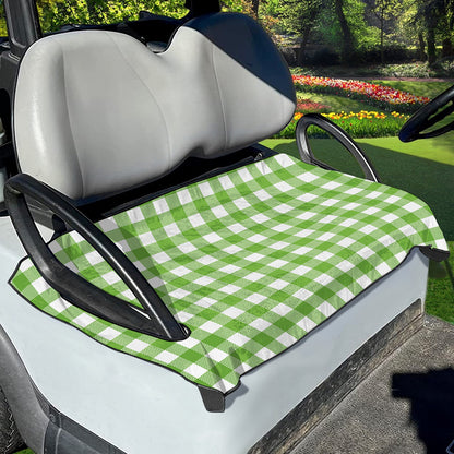 Pear Green And White Gingham Print Golf Cart Seat Cover