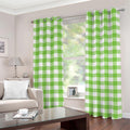 Pear Green And White Gingham Print Grommet Curtains