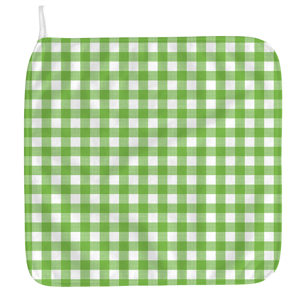 Pear Green And White Gingham Print Hand Towel