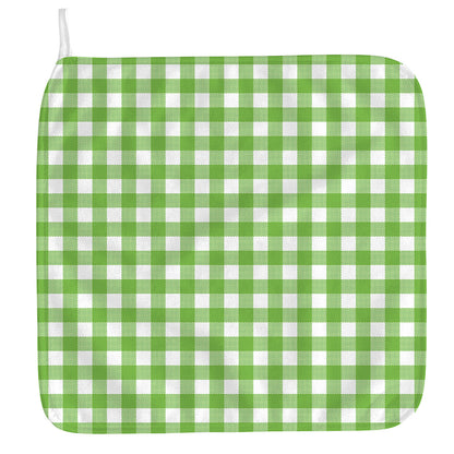 Pear Green And White Gingham Print Hand Towel