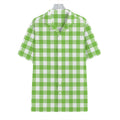 Pear Green And White Gingham Print Hawaiian Shirt