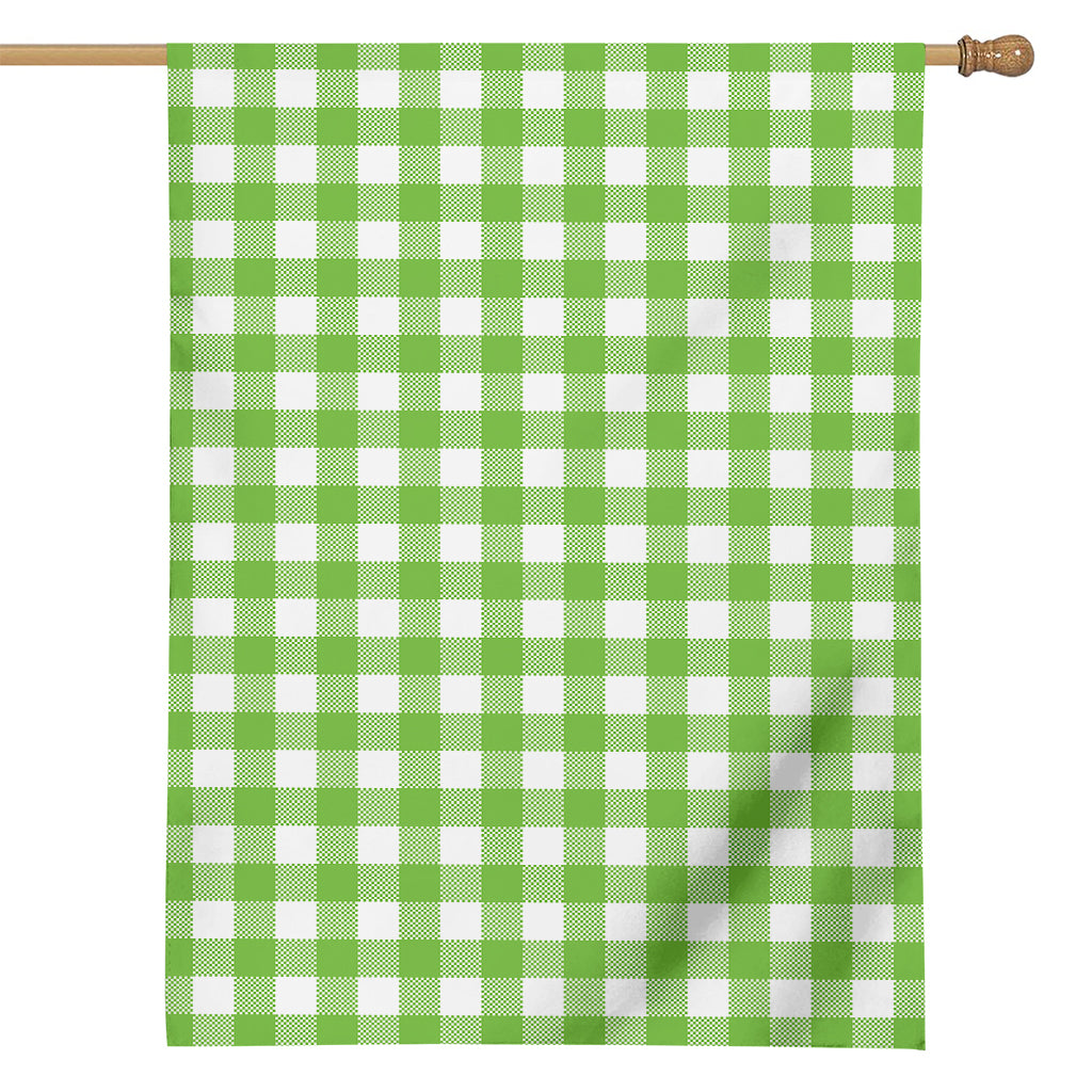 Pear Green And White Gingham Print House Flag